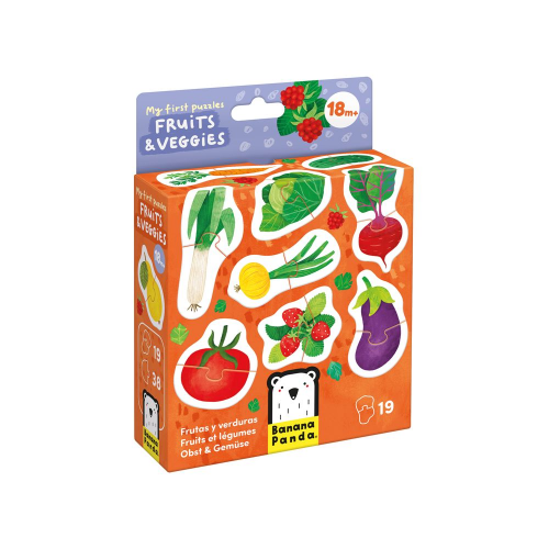 MY FIRST PUZZLES - 2pc x 19 MINI PUZZLES - FRUITS and VEGGIESÂ  (15m+ ) (Case of 20)