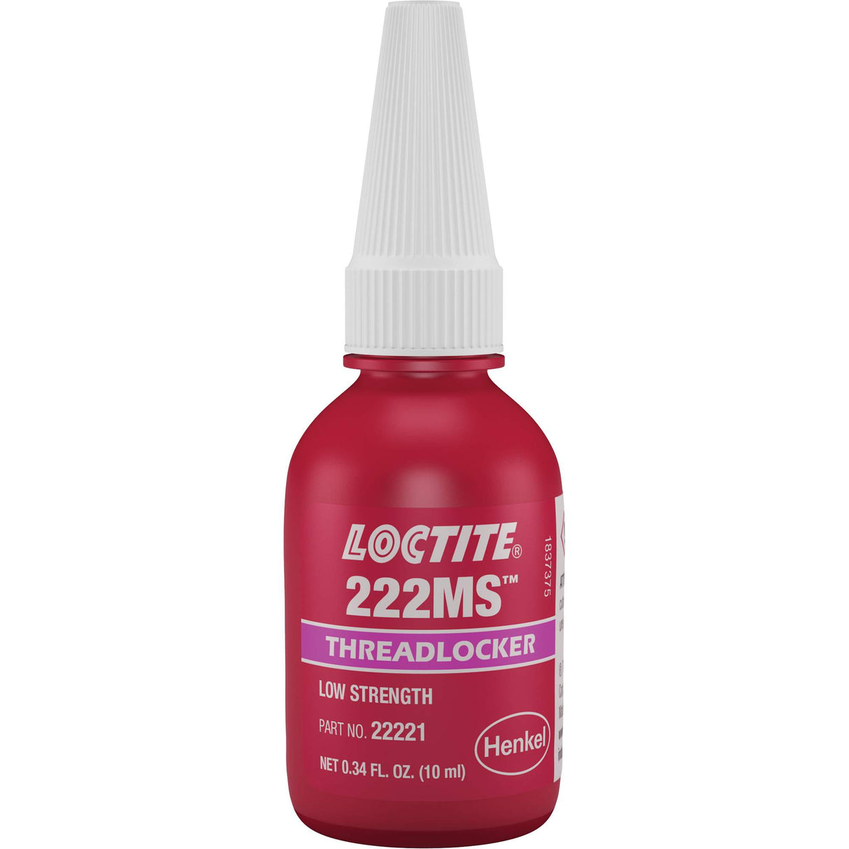 Threadlocker 222MS Small Screw/Mil-Spec, Purple, Low, 10 ml, Bottle