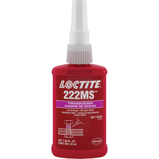 Threadlocker 222MS Small Screw/Mil-Spec, Purple, Low, 50 ml, Bottle
