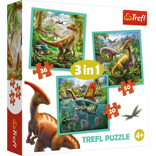 PUZZLE - 3in1 - THE EXTRAORDINARY WORLD OF DINOSAUR - 20/36/50pcs (Case of 8)