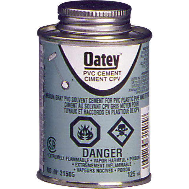 PVC Medium-Duty Cement, 946 ml, Brush-Top Can, Grey