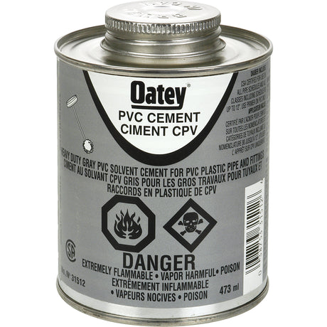 PVC Heavy-Duty Cement, 473 ml, Brush-Top Can, Grey