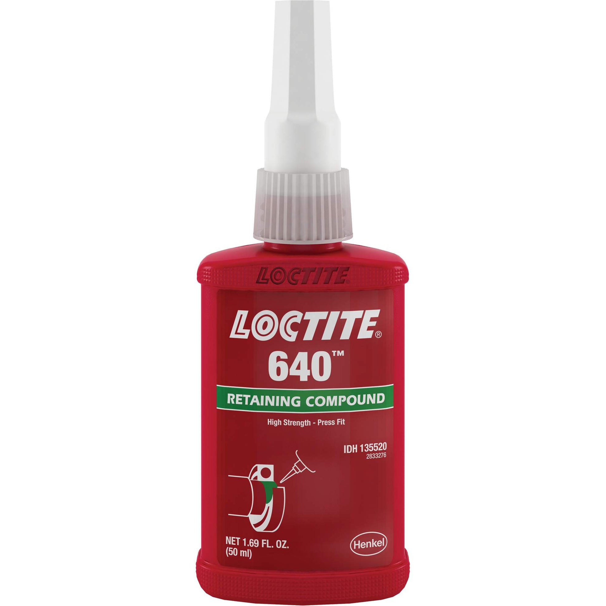 Retaining Compound 640 Medium Strength/High Temperature, 50 ml, Bottle, Green