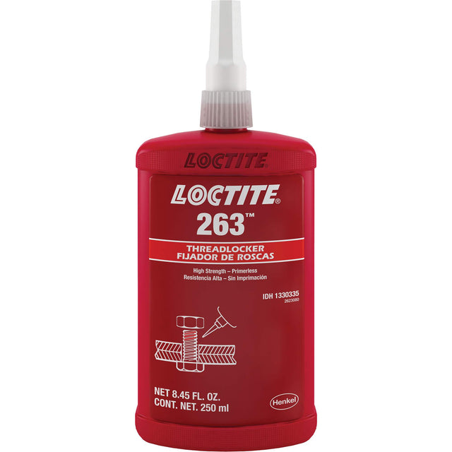 Threadlocker 263 Rapid Cure, Red, High, 250 ml, Bottle