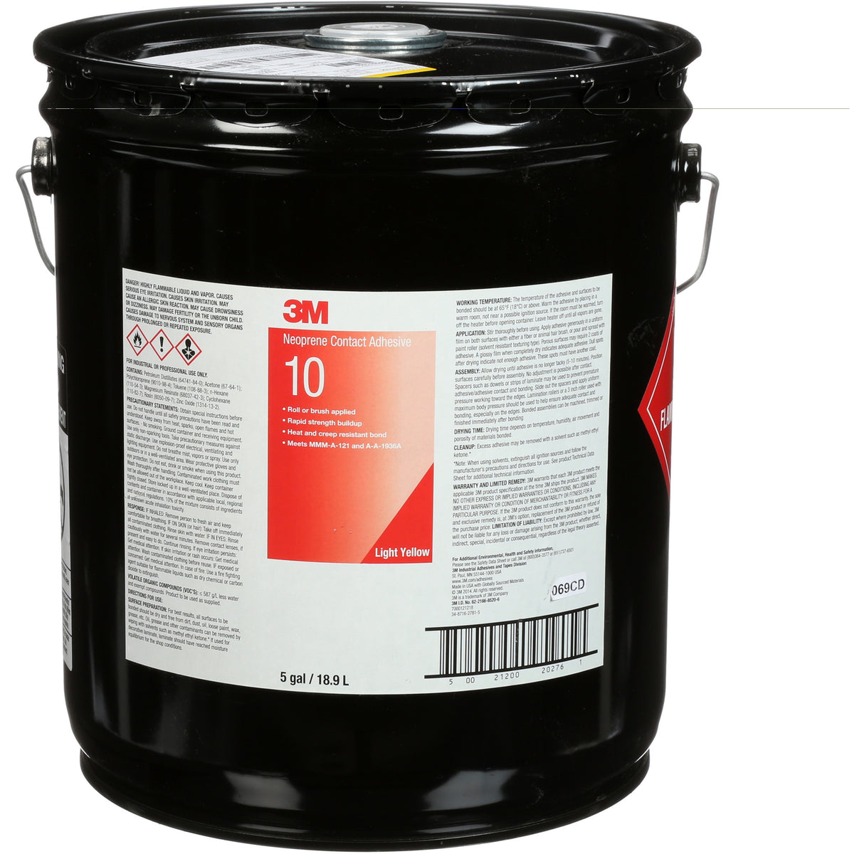 Ten Bond™ Contact Cement, Pail, 5 gal., Yellow