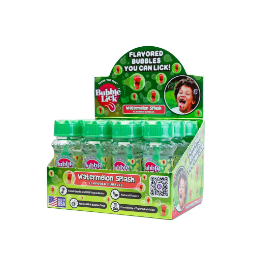 BUBBLE CANDY - 2.5oz BOTTLE BUBBLELICK - WATERMELON CDU (Case of 12)