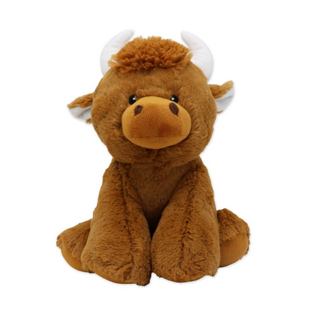 12" SITTING ANIMALS - HIGHLAND BROWN COW (Case of 2)