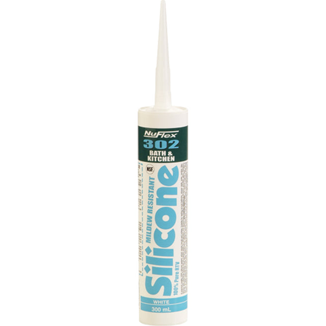 NuFlex® 302 Bath And Kitchen Silicone Sealant, 300 ml, Cartridge, Clear