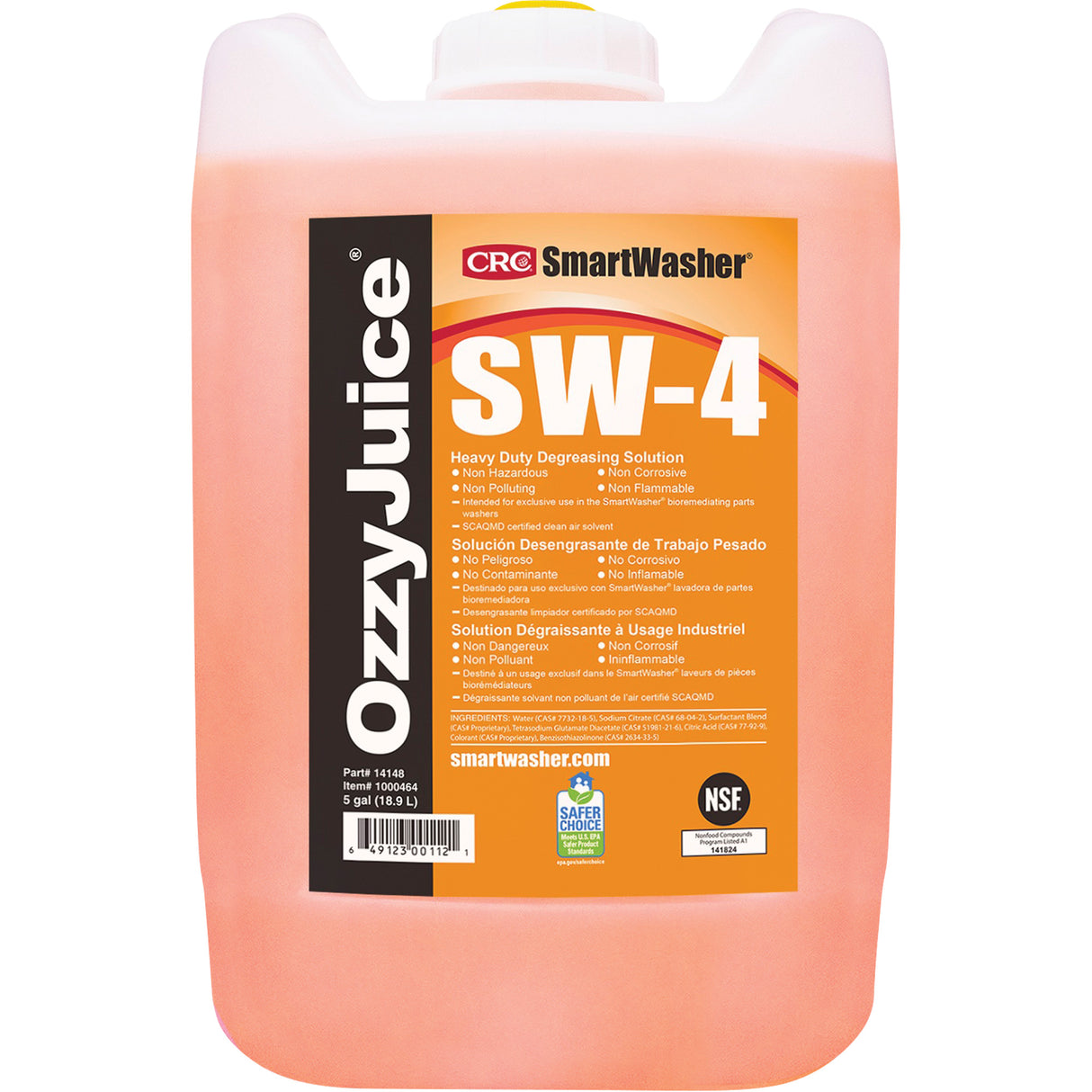 Smartwasher® Industrial Grade Cleaning Solution, Jug