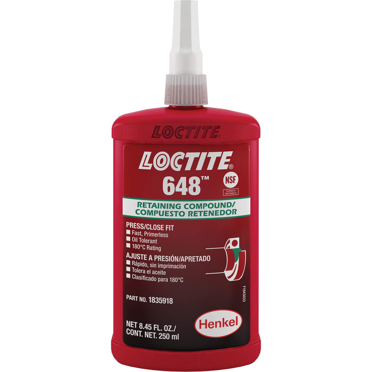Loctite® 648 Retaining Compound, 250 ml, Bottle, Green