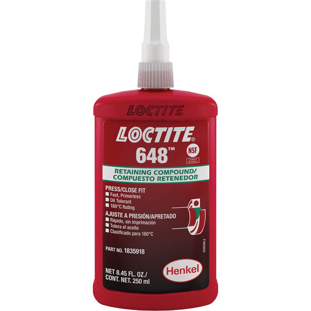 Loctite® 648 Retaining Compound, 250 ml, Bottle, Green