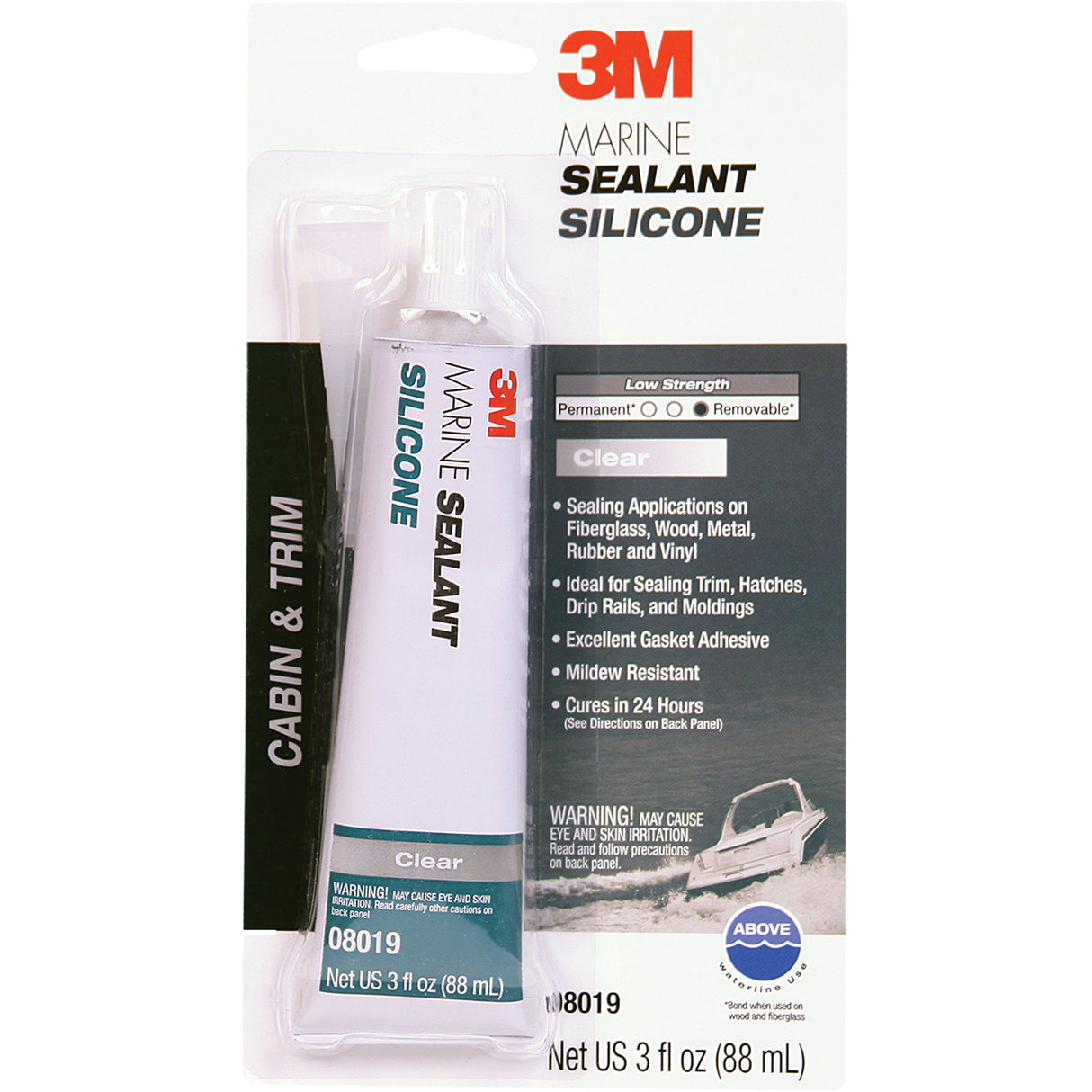 Marine Grade Silicone Sealant, 3 oz., Tube, Clear