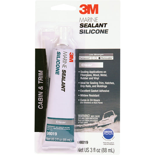Marine Grade Silicone Sealant, 3 oz., Tube, Clear