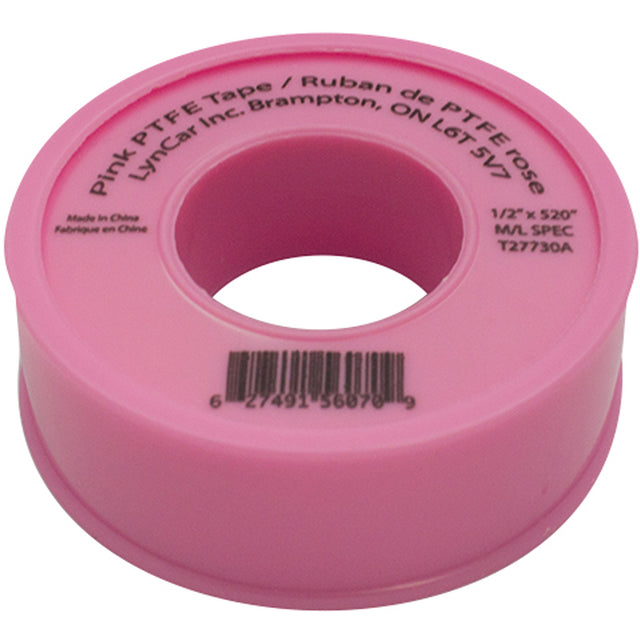 Teflon® Tape, 520" L x 1/2" W, Pink