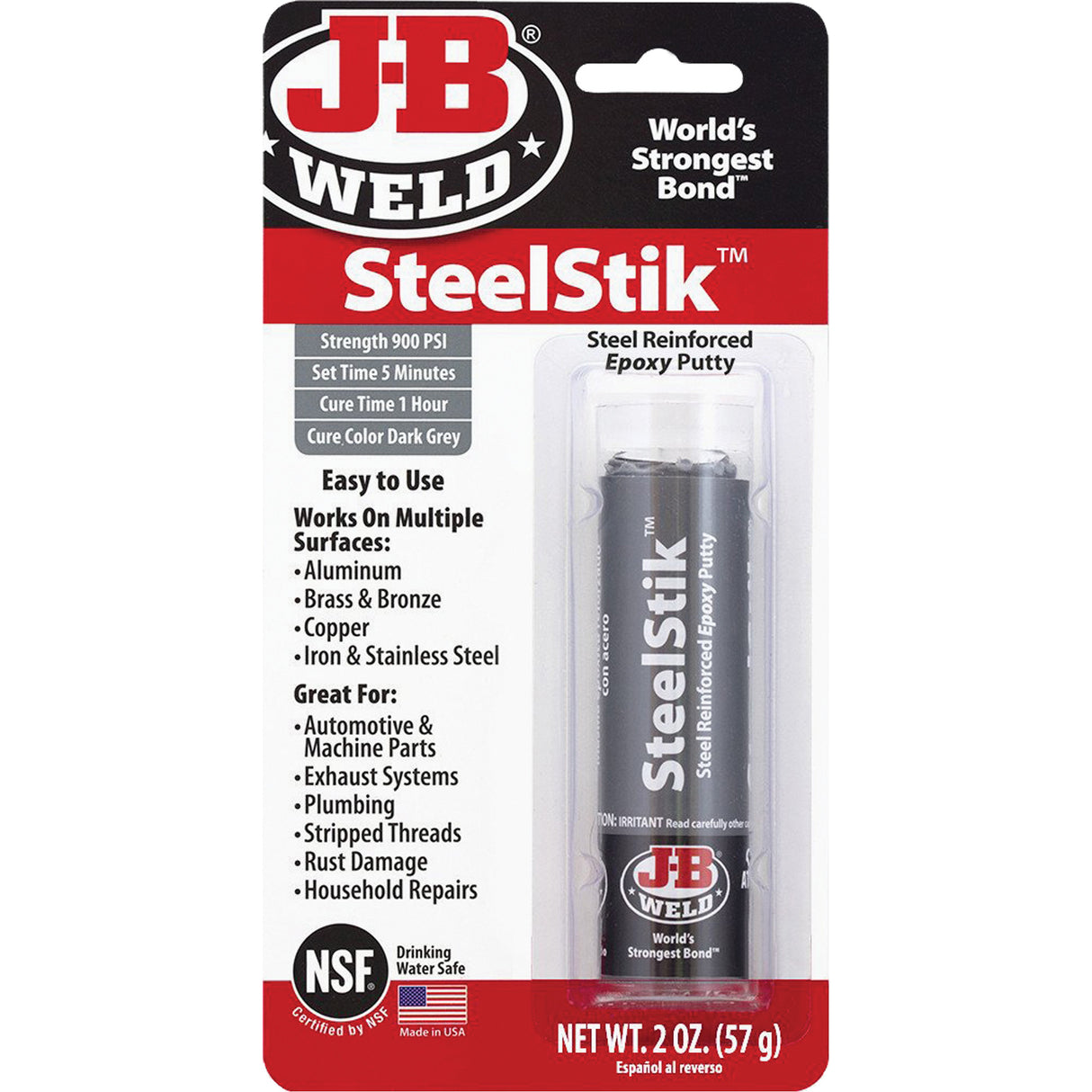 SteelStik Epoxy, 2 oz., Stick, Grey