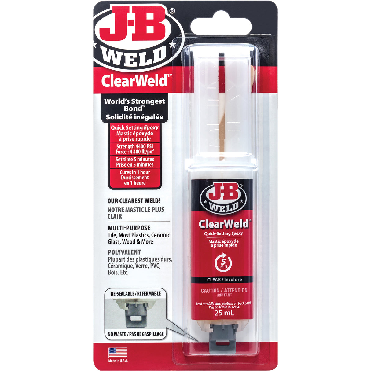 ClearWeld Adhesive, 25 ml, Syringe, Two-Part, Clear