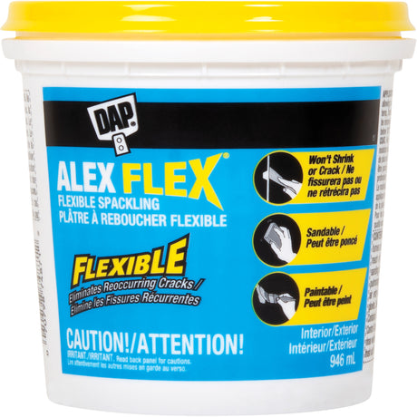 Alex Flex® Flexible Spackling, 946 ml, Plastic Container