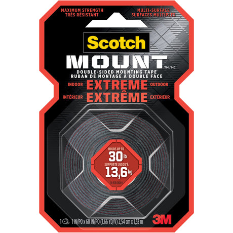 Scotch-Mount™ Extreme Double-Sided Mounting Tape, 25.4 mm (1") x 1.52 m (5'), Black