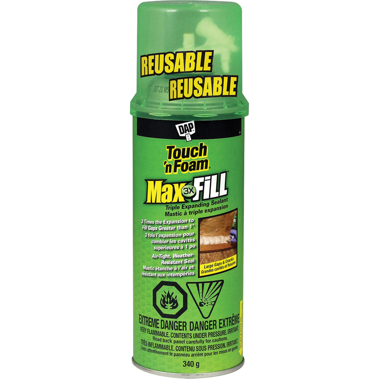 Touch 'n Foam® Max Fill™ Triple Expanding Sealant, 340 g, Aerosol Can, Cream