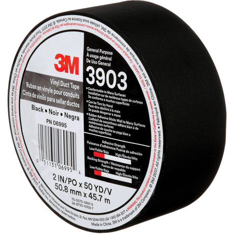 3903 Vinyl Duct Tape, 48 mm (2") W x 45 m (148') L, 6.5 mils, Black