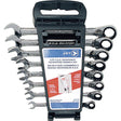 RCWS-8SR Long SAE Reversible Ratcheting Wrench Set, Combination, 8 Pieces, Imperial