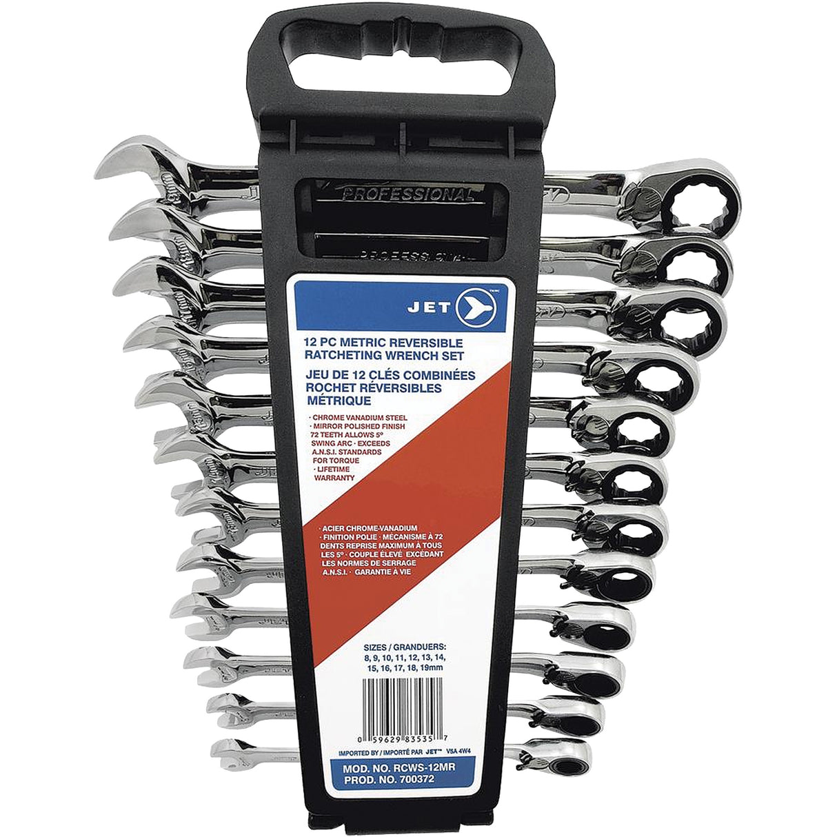 RCWS-12MR Long Metric Reversible Ratcheting Combination Wrench Set