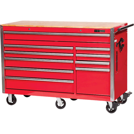 PRC5610 Pro Series Roller Cabinet, 10 Drawers, 55-9/10" W x 24-1/10" D x 39-7/10" H, Red