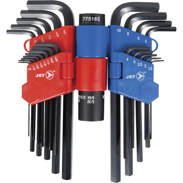 JHK-22SM Long Arm Hex Key Set, 22 Pcs., Metric & Imperial