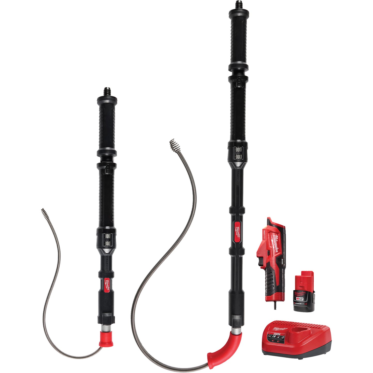 M12™ Trapsnake™ 2-Tool Combo Urinal Auger Kit, Powered, Bulb, 4'/6' Cable Length, 1/2"/3/8" Cable Diameter