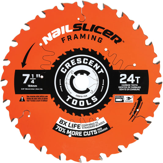 NailSlicer™ Framing Circular Saw Blade, 7-1/4", 24 Teeth, Wood Use