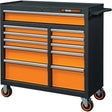GSX Series Rolling Tool Cabinet, 11 Drawers, 41" W x 18-1/5" D x 41-1/2" H, Black/Orange