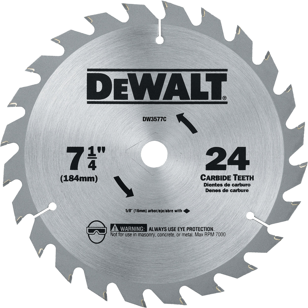 Carbide Circular Saw Blade, 7-1/4", 24 Teeth