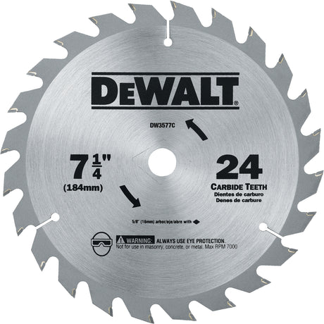 Carbide Circular Saw Blade, 7-1/4", 24 Teeth