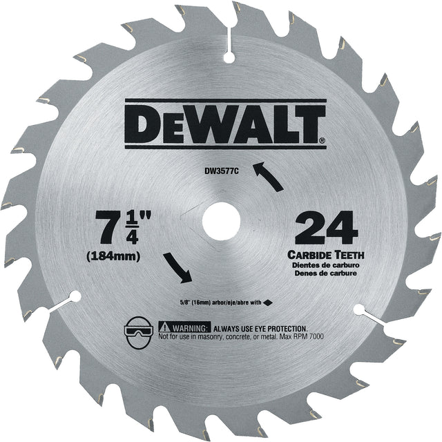 Carbide Circular Saw Blade, 7-1/4", 24 Teeth