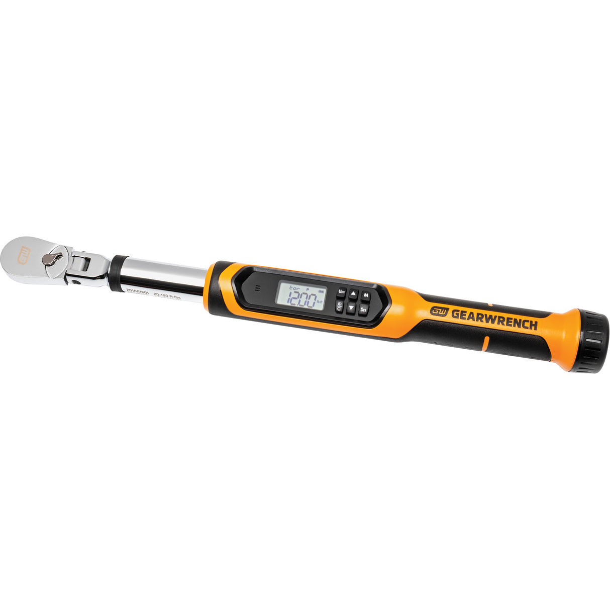 Flex Head Torque Wrench with Angle, Electronic, 3/8" Square Drive, 120 - 1200 ft-lbs.