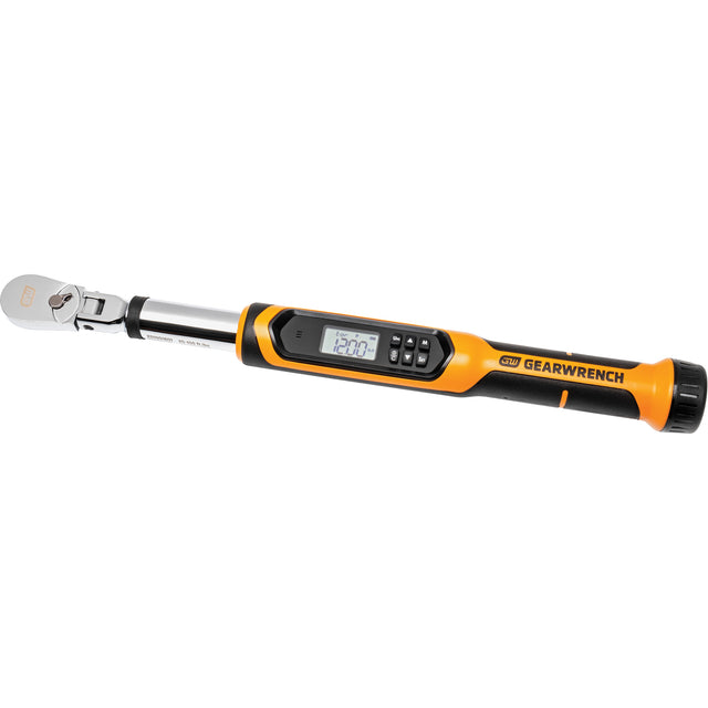 Flex Head Torque Wrench with Angle, Electronic, 3/8" Square Drive, 120 - 1200 ft-lbs.