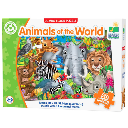 JUMBO FLOOR PUZZLES - ANIMALS OF THE WORLD (Case of 6)