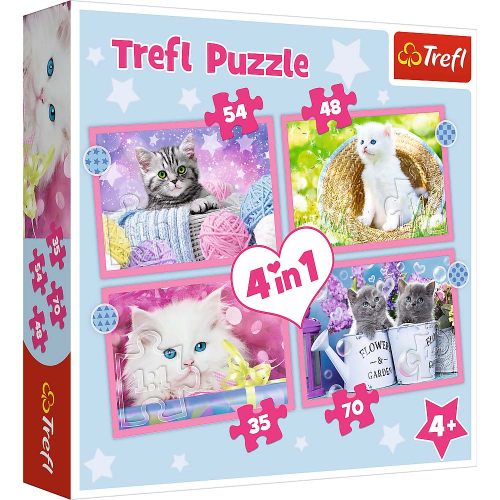 PUZZLE - 4in1 - FUN CATS 35/48/54/70pcs (Case of 8)