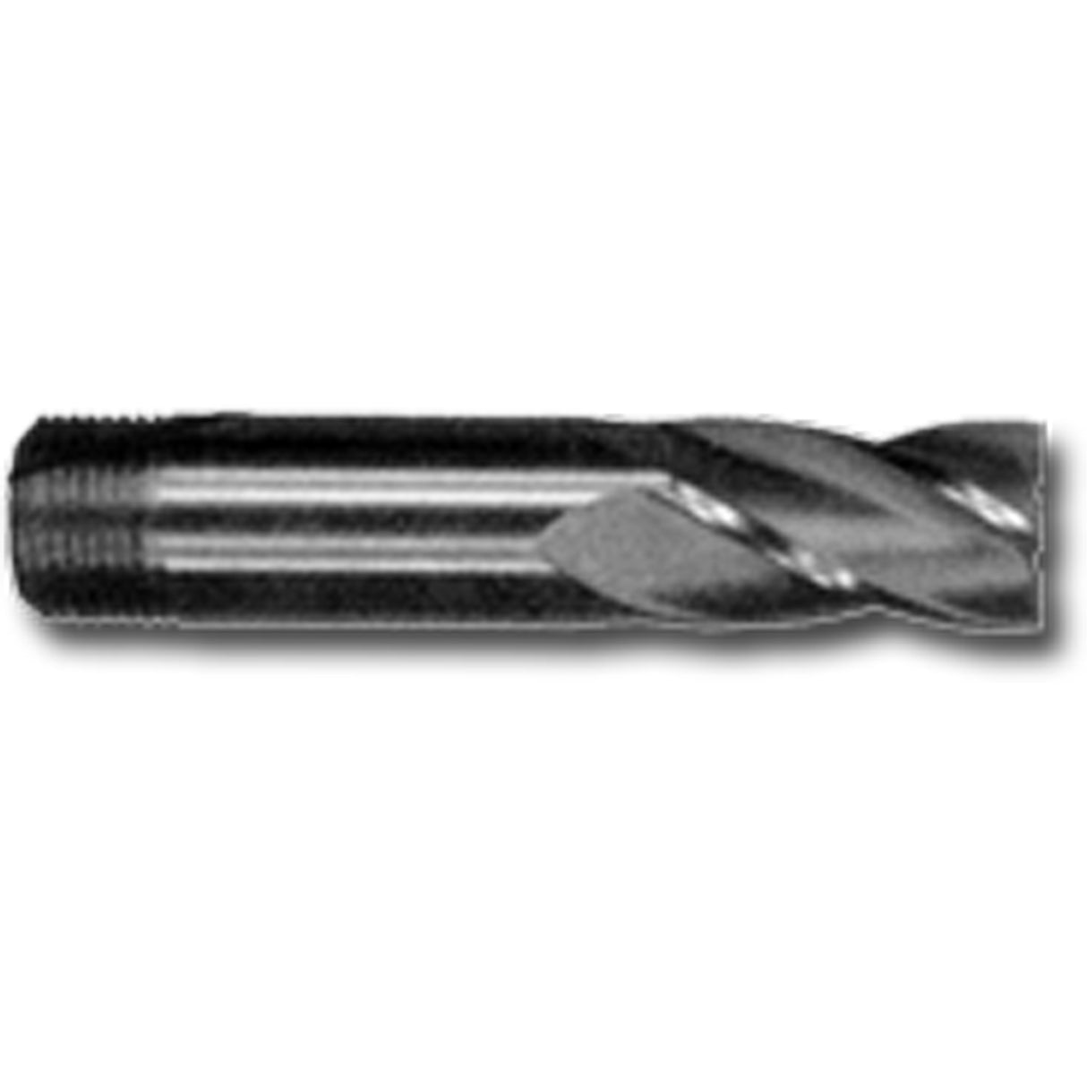 Threaded Shank End Mill, 3/16" Dia., 2-1/4" L, 4 Flutes, 1/4" Shank, High Speed Steel