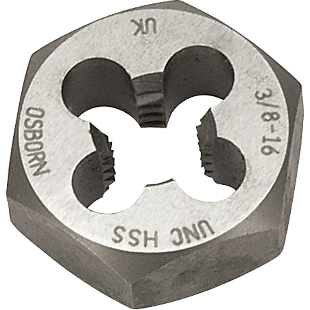 Hexagonal Rethreading Die, 2.22" Dia., 1-1/8"-12 Thread, High Speed Steel