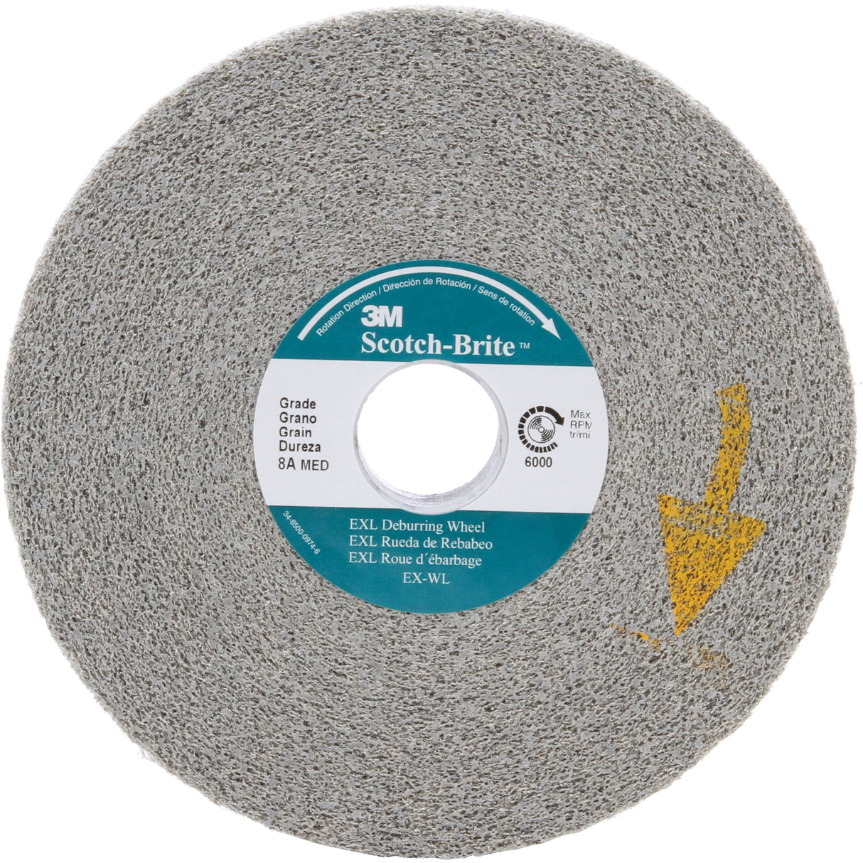 Scotch-Brite™ EXL Deburring Wheels, 6" x 1", 1" Arbor, Aluminum Oxide