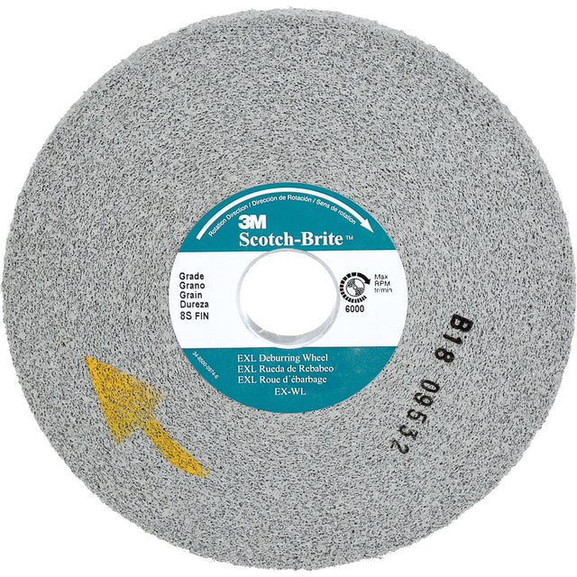 Scotch-Brite™ EXL Deburring Wheel, 6" x 1/2", 1" Arbor, Aluminum Oxide