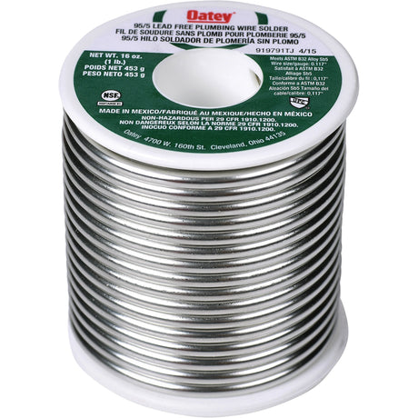 95/5 Plumbing Solder, Lead-Free, 95% Tin 5% Antimony, Solid Core, 0.3125" Dia.