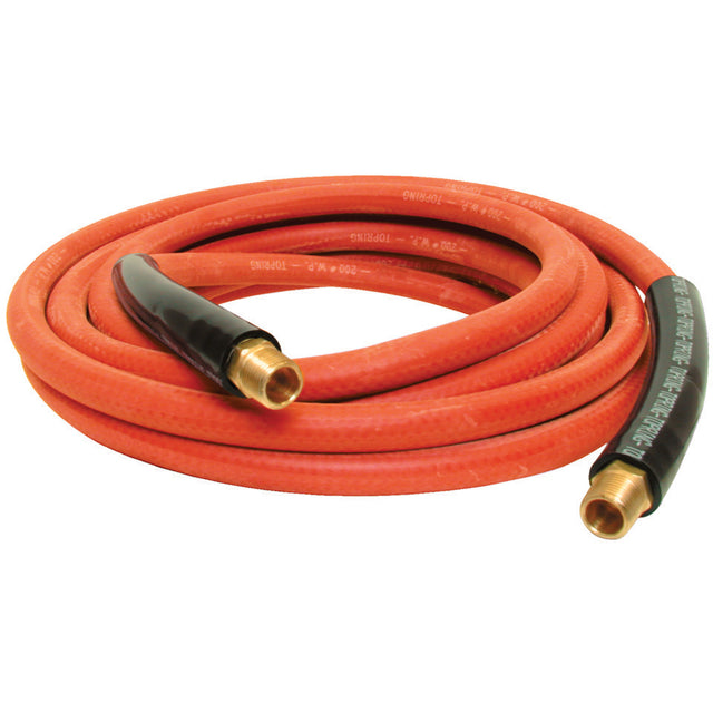 Airflex Premium Hoses with Fittings, Air/Water, Rubber, 1/4" dia. x 50', 300 psi, 1/4" NPT