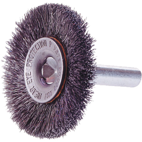 WHEEL BRUSH CRIMPED 1-1/2" 1/4" SHANK .006, 1-1/2" Dia., 0.006" Fill