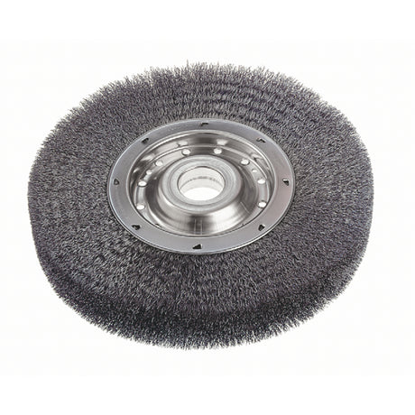 Crimped Wire Wheel Brushes - Wide Face, 10" Dia., 0.0118" Fill, 2" Arbor
