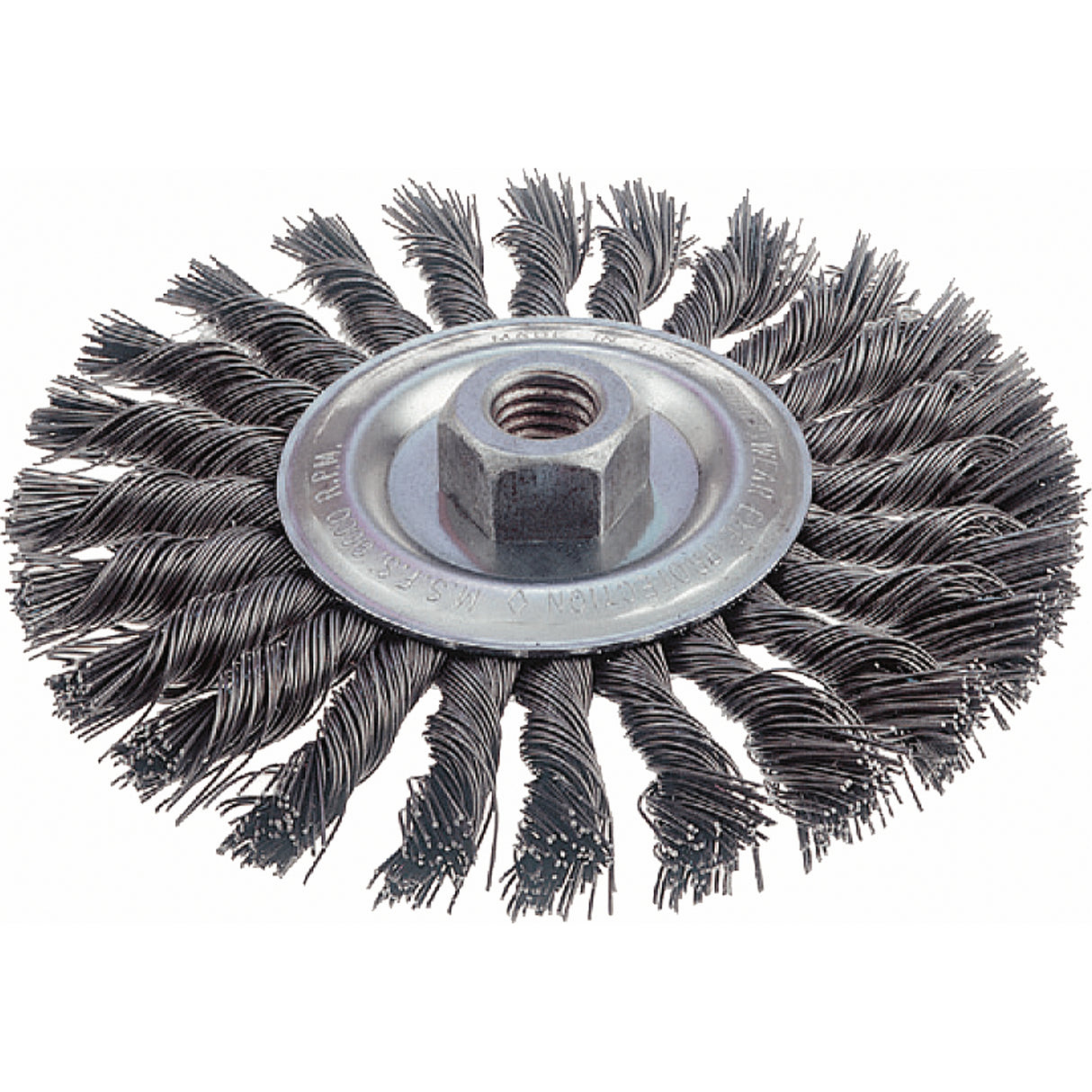Knot Wire Wheel Brushes - Standard Twist Knot, 6" Dia., 0.023" Fill, 5/8"-11 Arbor, Stainless Steel