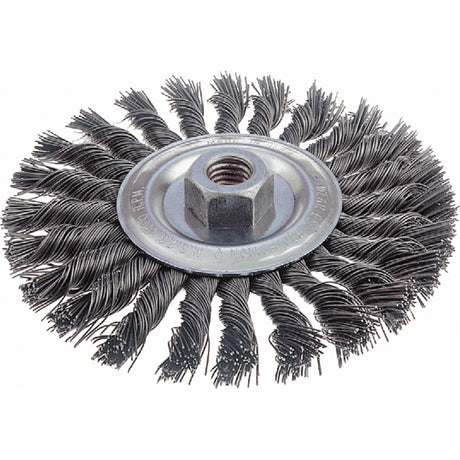 Knot Wire Wheel Brushes - Standard Twist Knot, 6" Dia., 0.023" Fill, 5/8"-11 Arbor, Stainless Steel