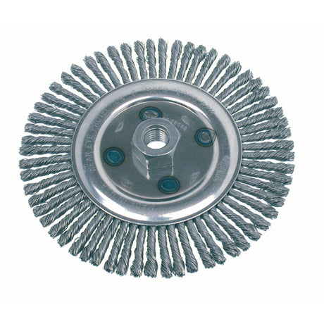 Knot Wire Wheel Brushes-Stringer Bead, 4-7/8" Dia., 0.02" Fill, 5/8"-11 Arbor, Stainless Steel