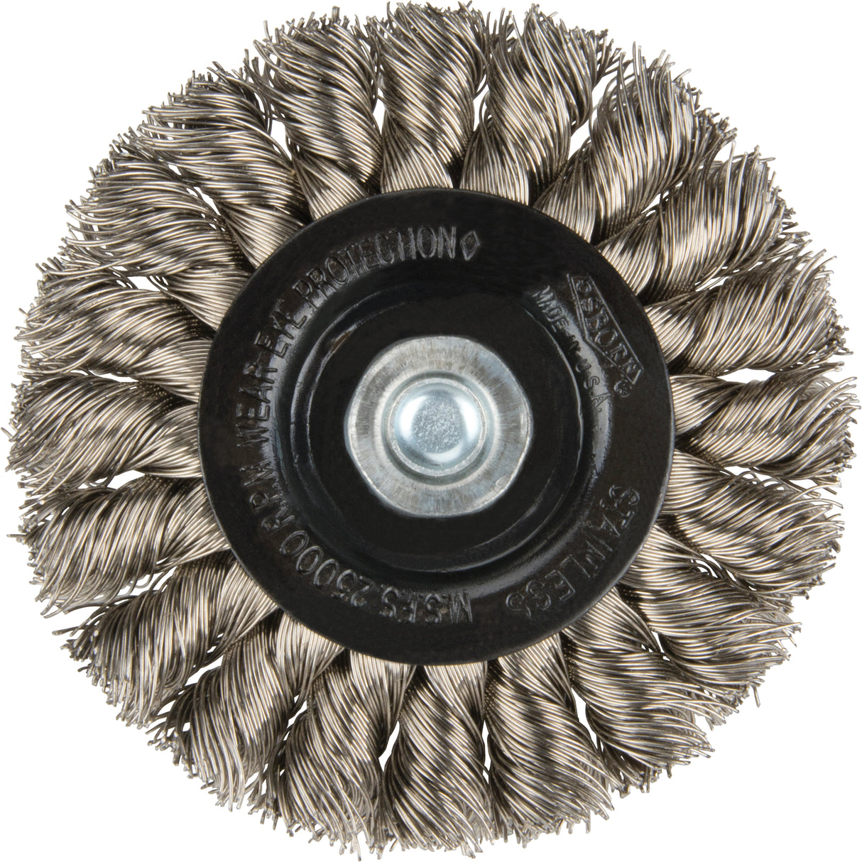 Knot Wire Wheel Brushes - Standard Twist Knot with 1/4" shank, 3" Dia., 0.014" Fill, Stainless Steel
